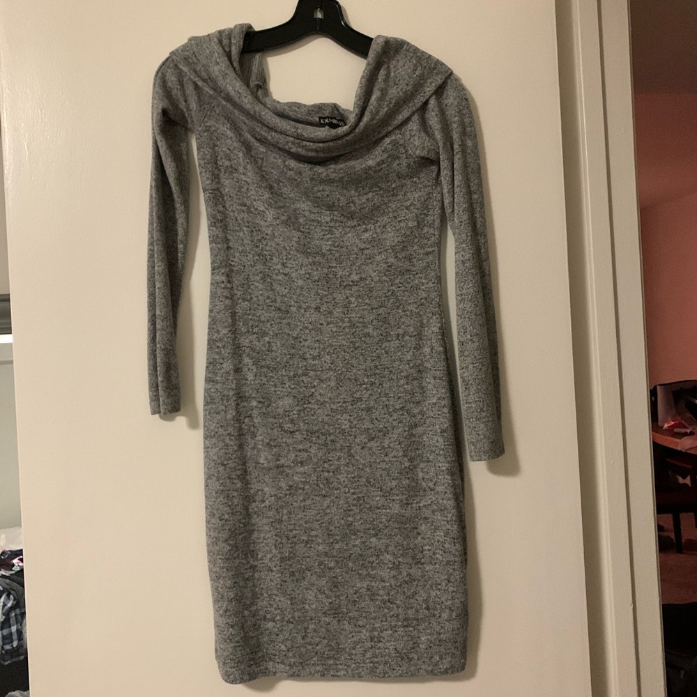 Express off the shoulder body con sweater dress